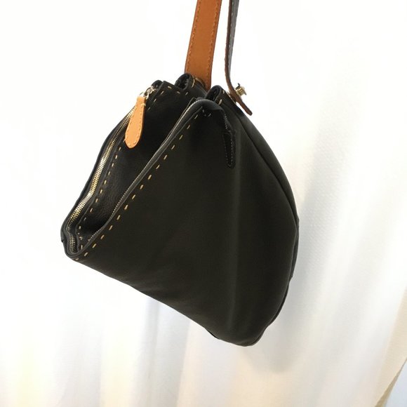 Leather Slouchy Bag, Italian, Gianni Segatta, Blac - Picture 2 of 9